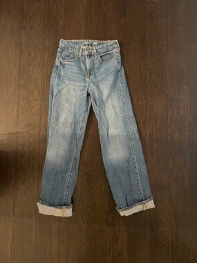 Old Navy Medium Blue Cuffed Straight Jeans Size 25